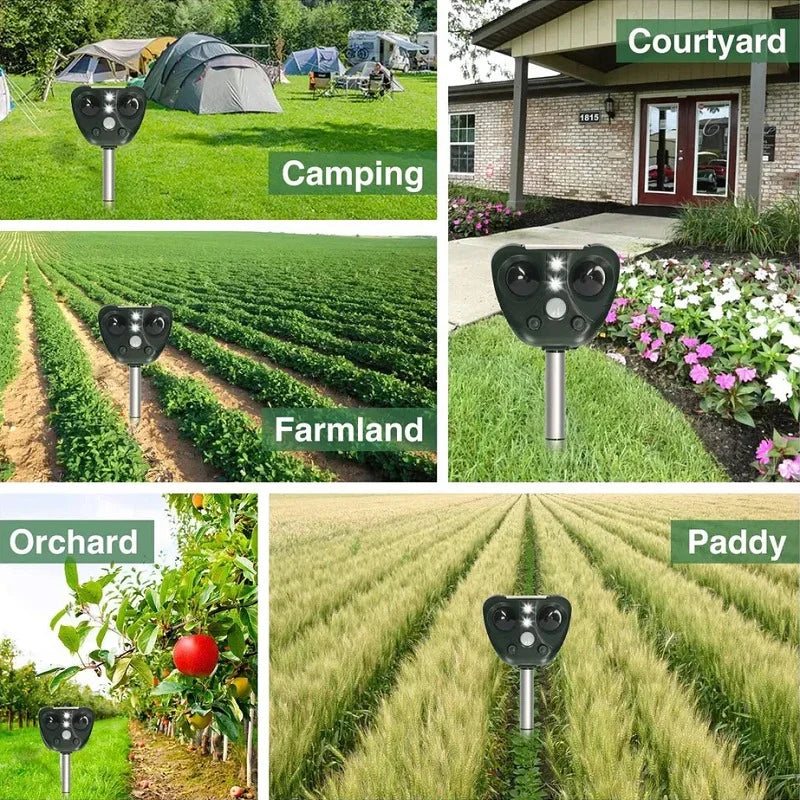 Outdoor Bird Repeller Solar-Powered Ultrasonic 30 Ft Coverage