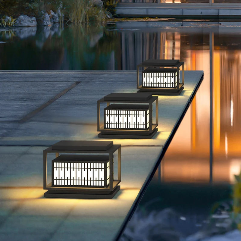 Outdoor Lantern Solar Geometric Design Weather-Resistant