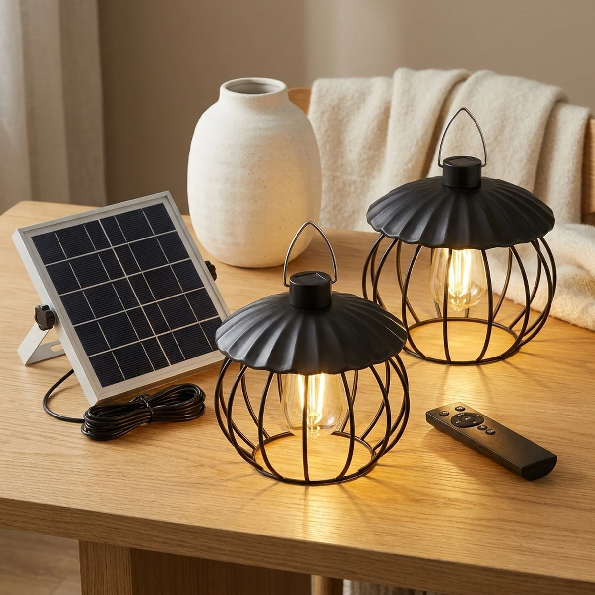 Outdoor Pumpkin Lanterns Solar-Powered Remote & Dimmable