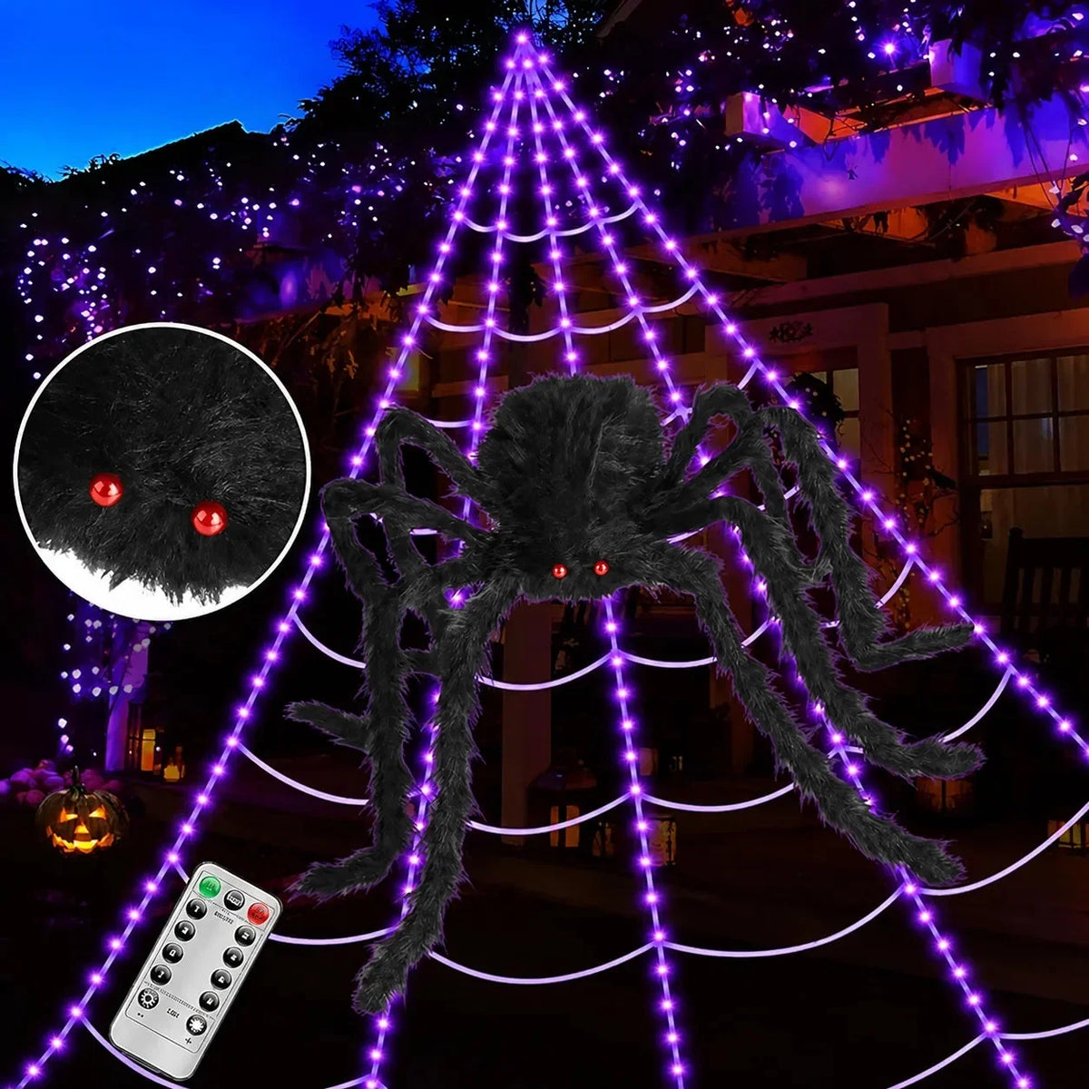 Outdoor Spider Lights Battery-Powered Remote Control 250 LEDs