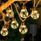Outdoor String Lights Solar-Powered Dusk-To-Dawn Hemp-Rope Warm-White LED