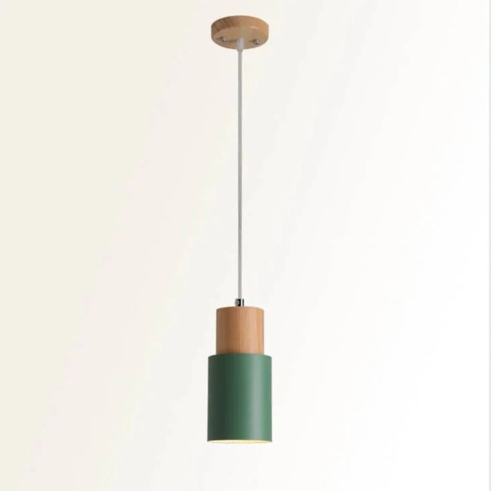 Pendant Light Metal & Wood Adjustable Height
