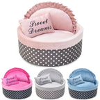 Pet Bed Round Polka Dot Soft Sponge Filling