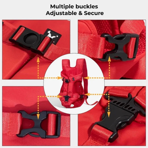 Pet Carrier Backpack Secure Multi-Closure Chest & Back Wearable