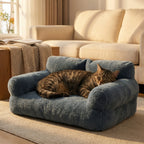 Pet Sofa Bed Rabbit-Plush Machine-Washable Cover Non-Slip Base