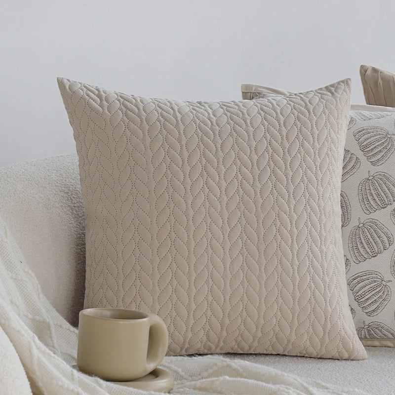 Pillow Cover Quilted Cable Microfiber Hidden Zipper