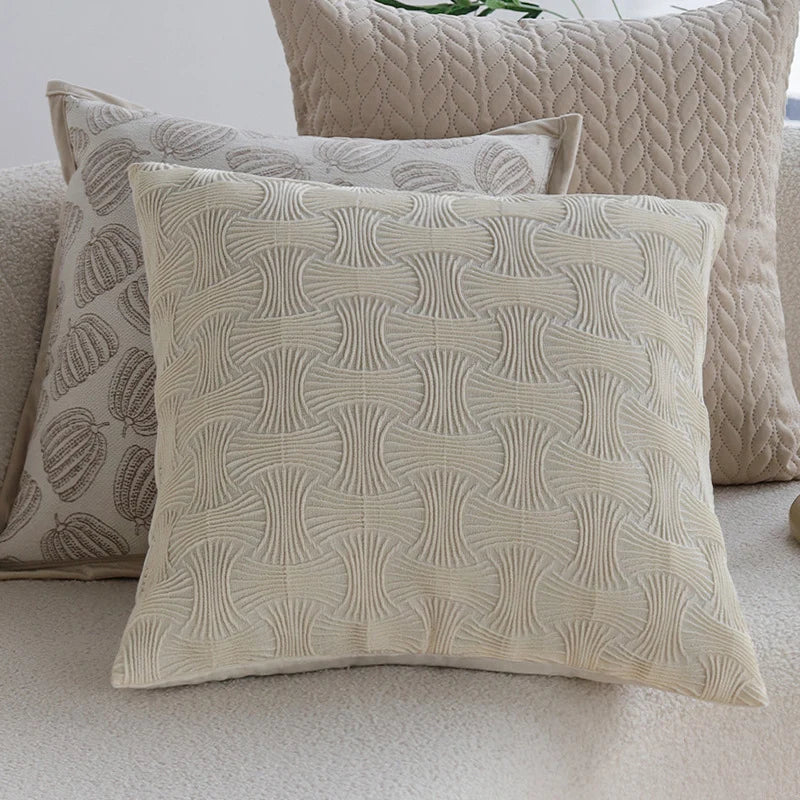Pillow Cover Quilted Cable Microfiber Hidden Zipper