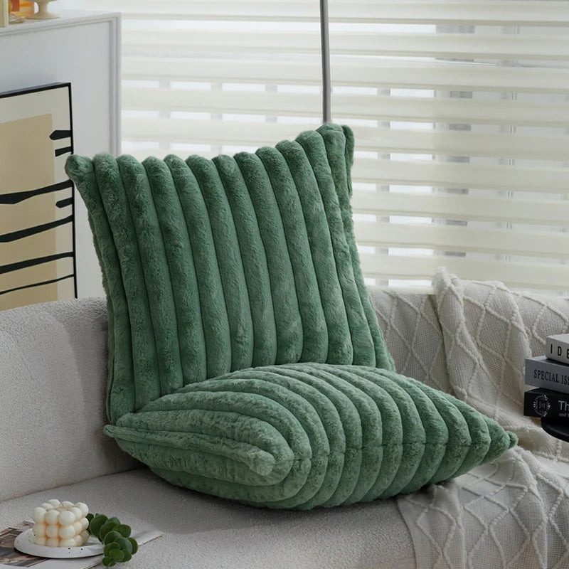 Pillow Cover Teddy Plush Layered Ribbed Reversible 18x18