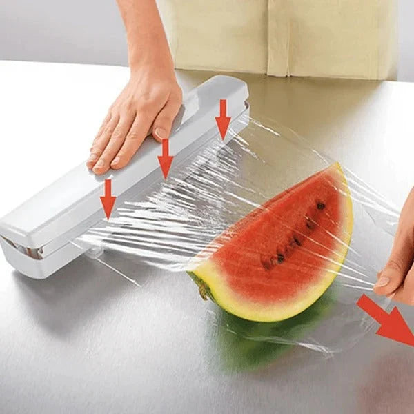 Plastic Wrap Dispenser Spring-Loaded Cutter Fits 12 Inch Rolls