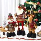 Plush Reindeer Figure Checkered Hat & Scarf