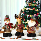 Plush Reindeer Figure Checkered Hat & Scarf