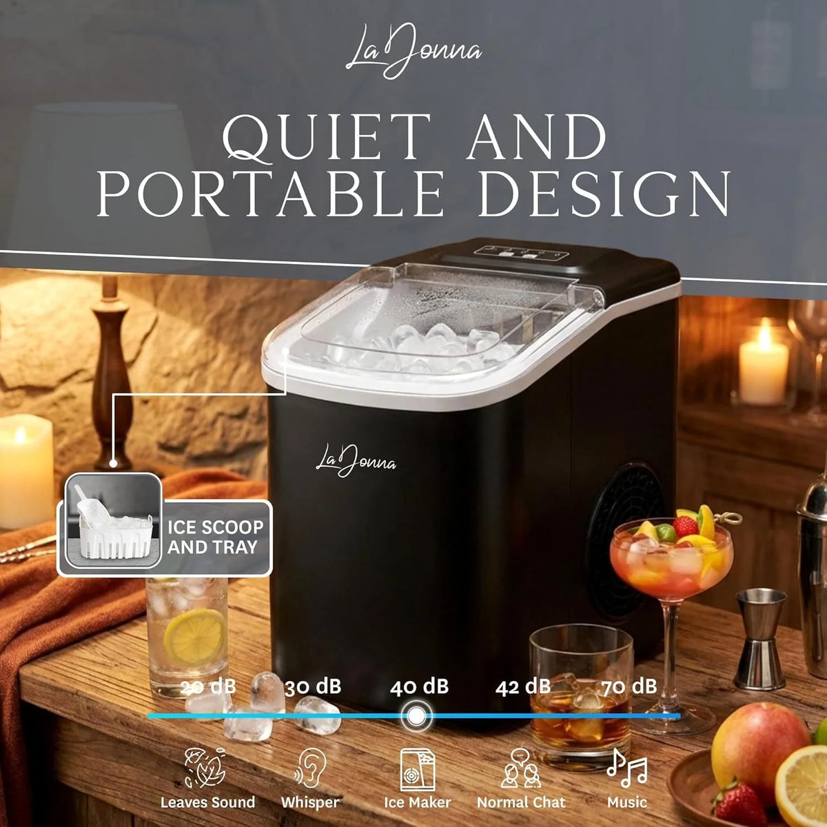 Portable Ice Maker Self-Cleaning Two Ice Sizes