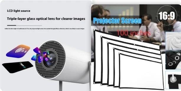 Portable Projector Ultra-Short Throw 180 Degree Rotating Stand