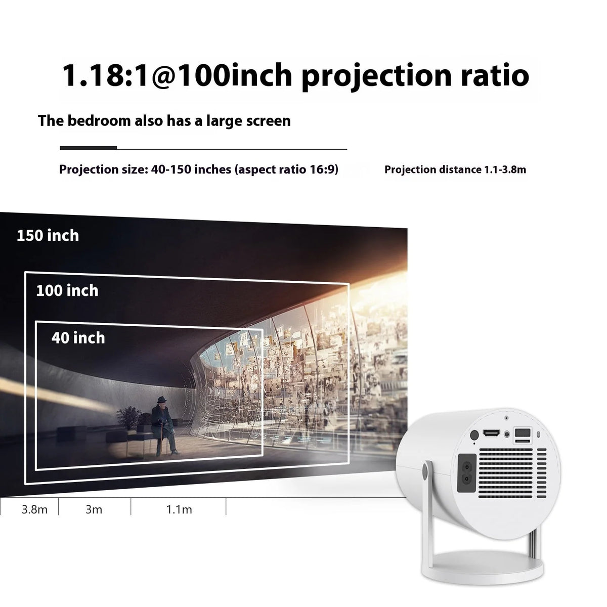 Portable Projector Ultra-Short Throw 180 Degree Rotating Stand