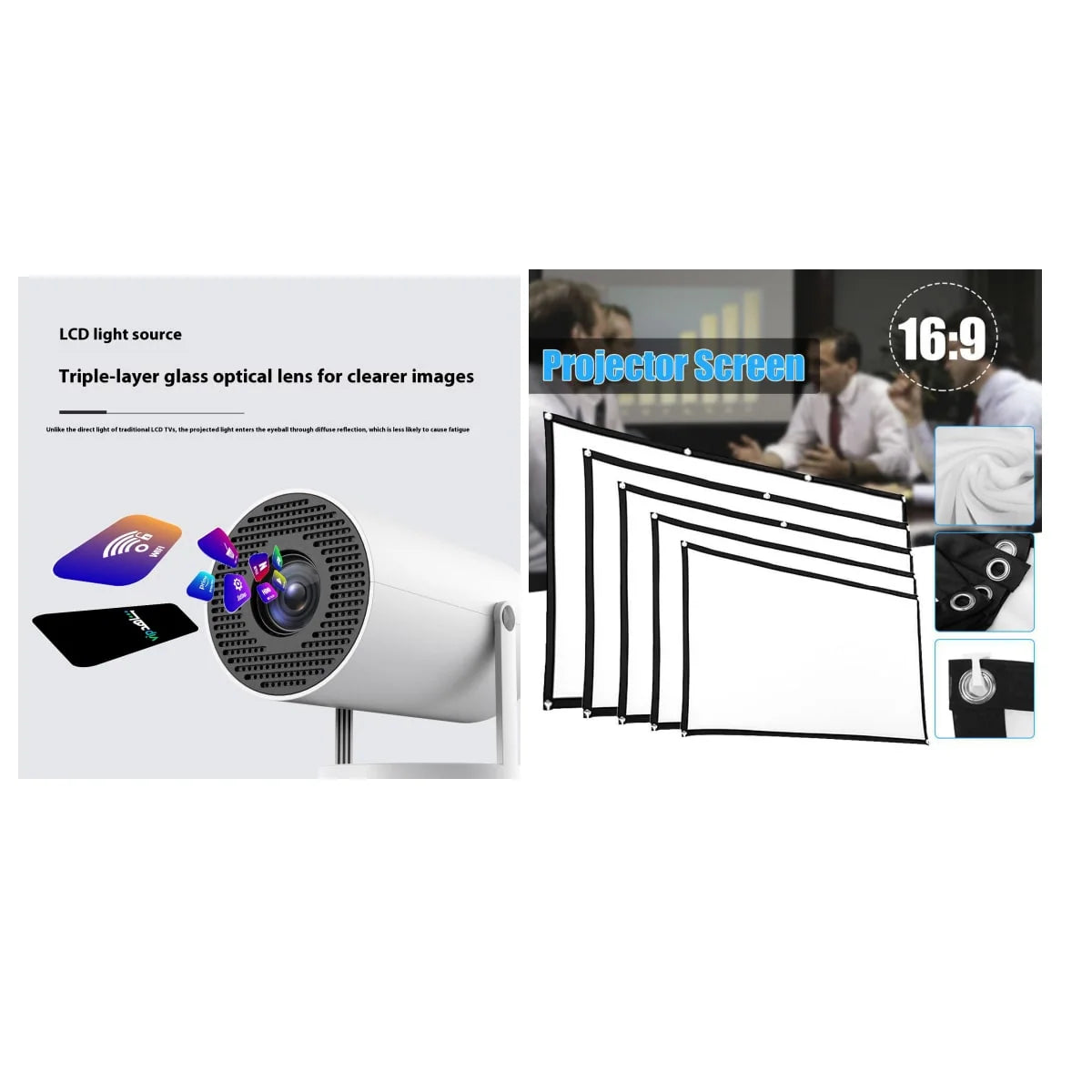 Portable Projector Ultra-Short Throw 180 Degree Rotating Stand