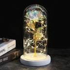 Preserved Rose Display Clear Dome LED Lighted Base