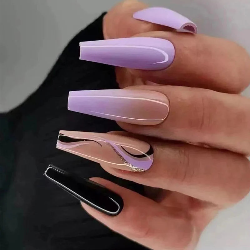 Press-On Nail Extensions Gradient & Decorative Easy Application