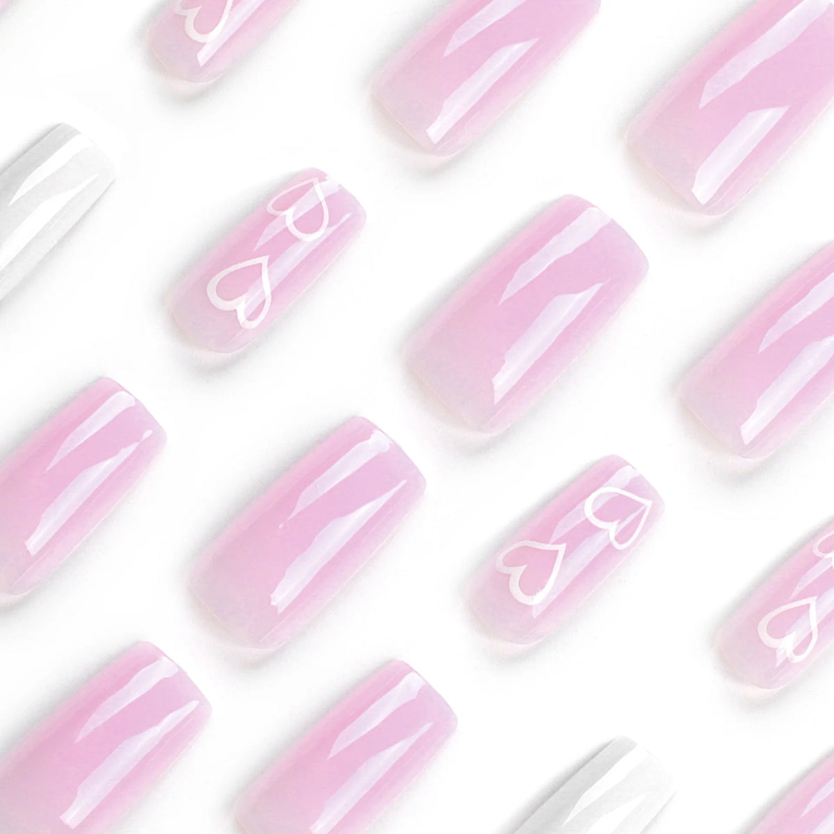 Press-On Nail Extensions Heart Pattern Long-Lasting & Easy Application