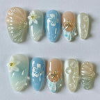 Press-On Nail Kit Floral & Gem Reusable
