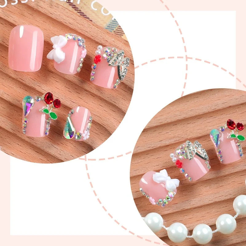 Press-On Nail Set 3D Crystal Multiple Sizes