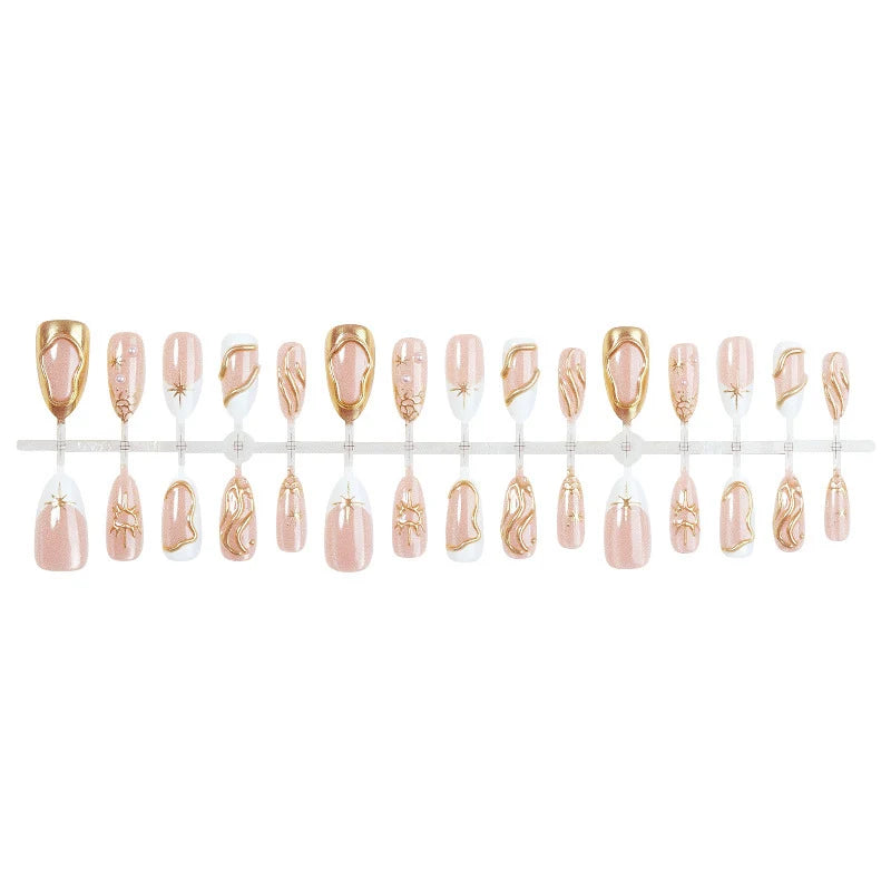 Press-On Nail Set 3D Sparkling Easy Application
