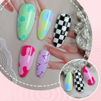 Press-On Nail Set Abstract Designs Violet Reusable