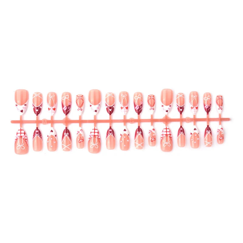 Press-On Nail Set Acrylic Heart & Bow Designs