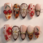 Press-On Nail Set Acrylic Reusable Floral & Embellished