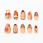 Press-On Nail Set Acrylic Reusable Floral & Embellished
