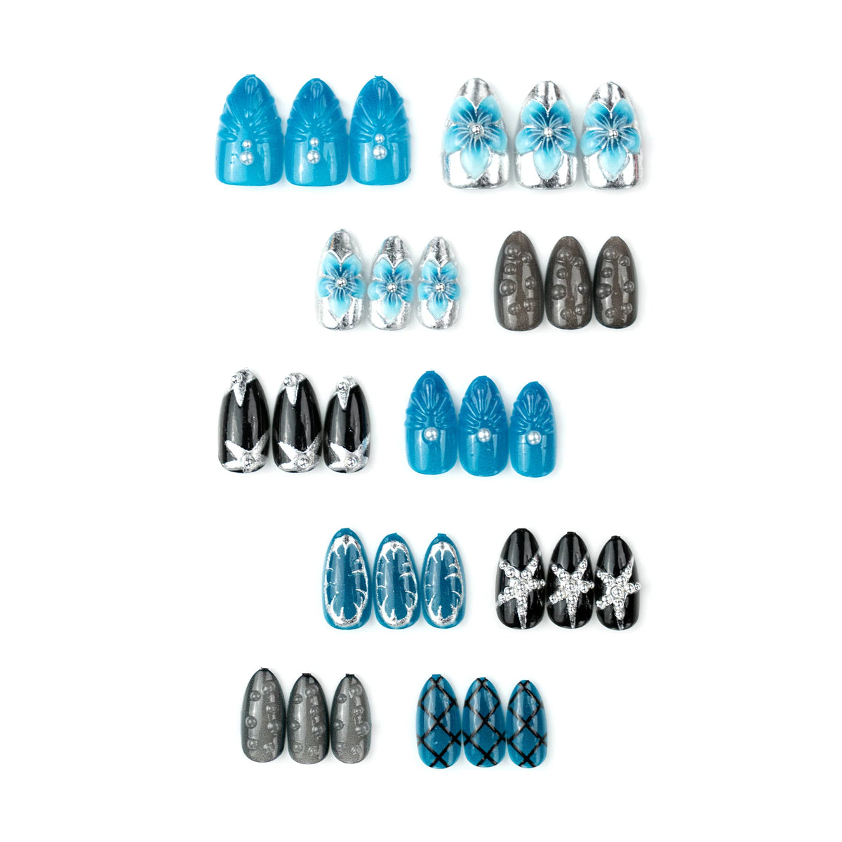 Press-On Nail Set Artistic Designs & Adhesive Backing