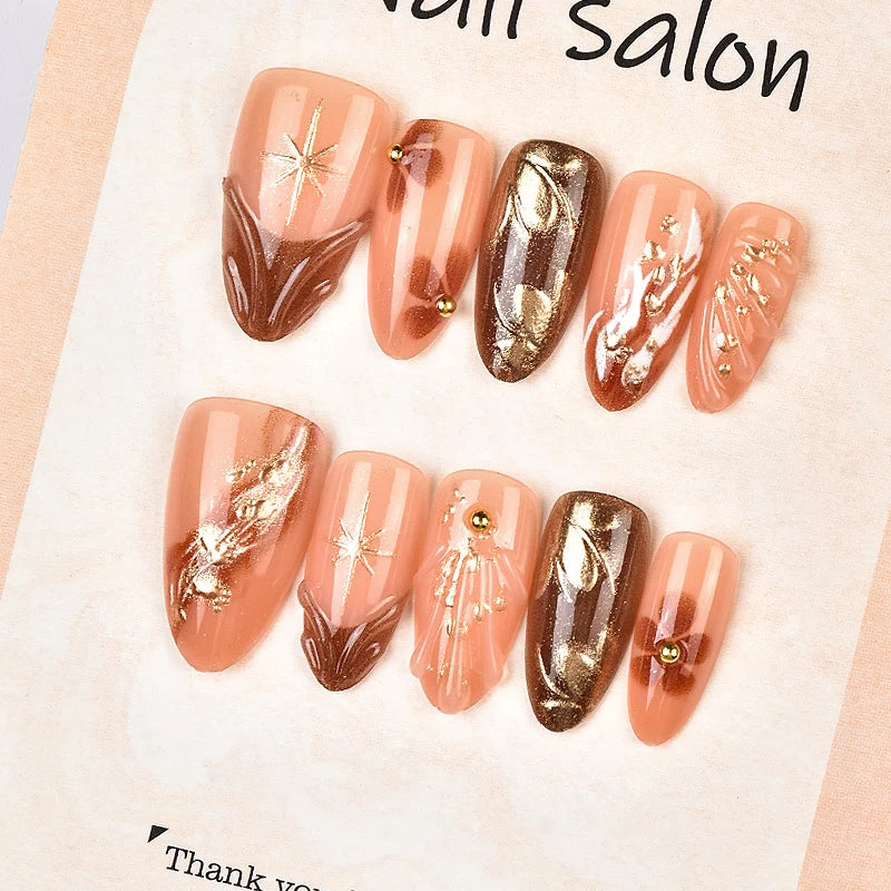 Press-On Nail Set Artistic Designs Easy Application Comfortable Fit