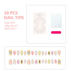 Press-On Nail Set Artistic Designs Reusable & Comfortable