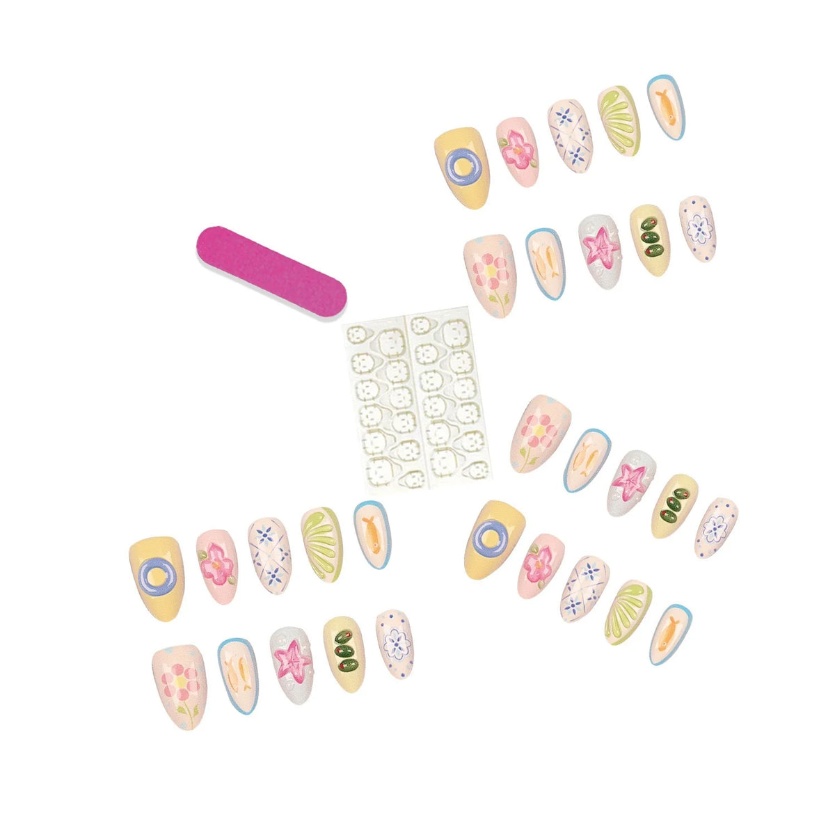 Press-On Nail Set Artistic Designs Reusable & Comfortable