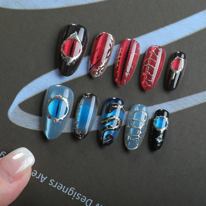 Press-On Nail Set Artistic Designs Reusable & Easy Application