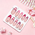 Press-On Nail Set Artistic Patterns Non-Toxic & Reusable
