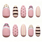 Press-On Nail Set Artistic Patterns Self-Adhesive & Reusable