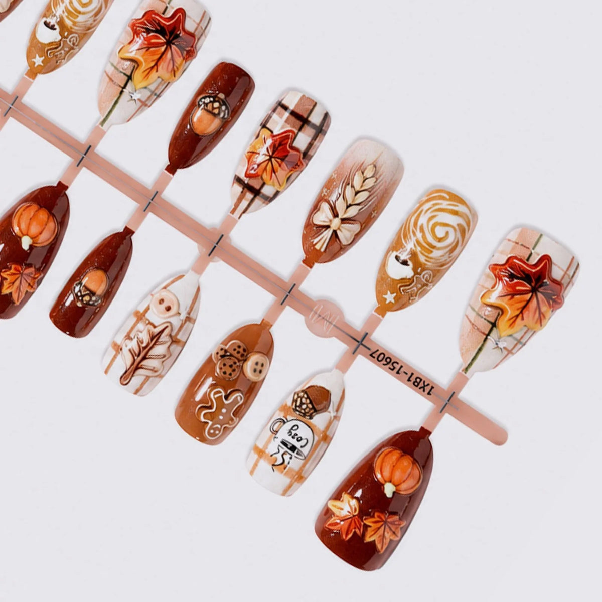 Press-On Nail Set Autumn Designs Easy Apply & Long-Lasting