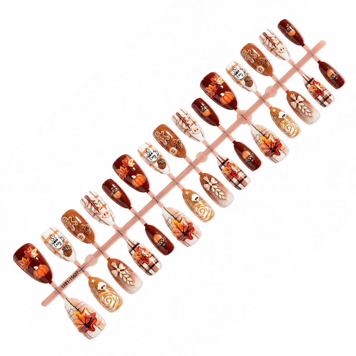 Press-On Nail Set Autumn Designs Easy Apply & Long-Lasting