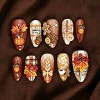 Press-On Nail Set Autumn Designs Easy Apply & Long-Lasting
