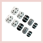 Press-On Nail Set Black & White Designs Easy Application