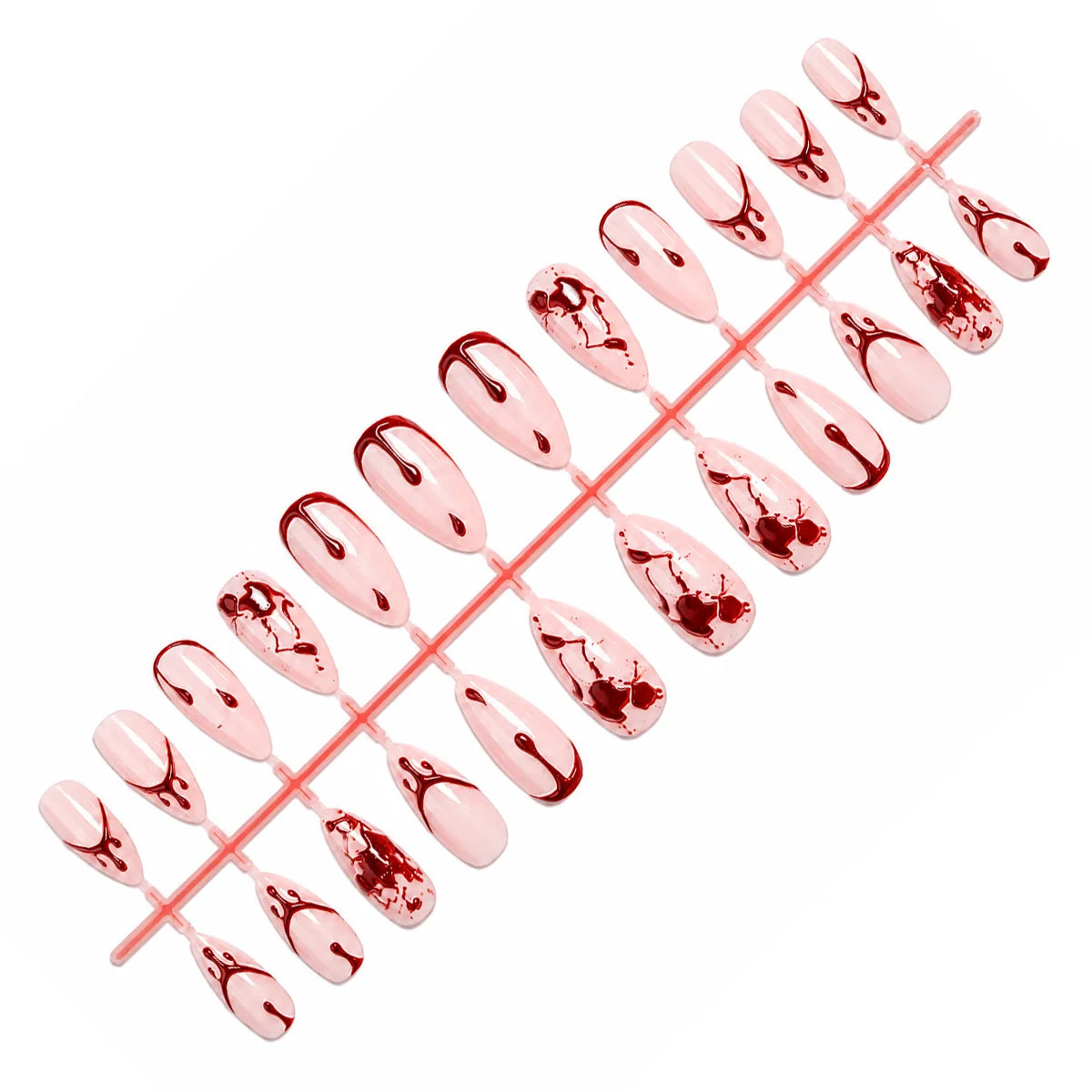 Press-On Nail Set Blood-Accent Gothic Multiple Sizes