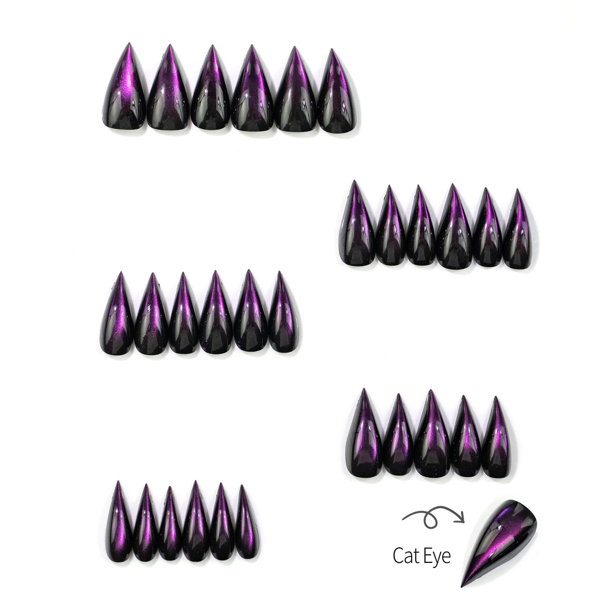 Press-On Nail Set Cat-Eye Finish & Easy Application