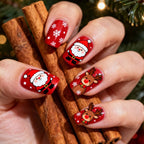 Press-On Nail Set Christmas Designs Adhesive Included