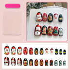 Press-On Nail Set Christmas Designs Easy Application & Reusable