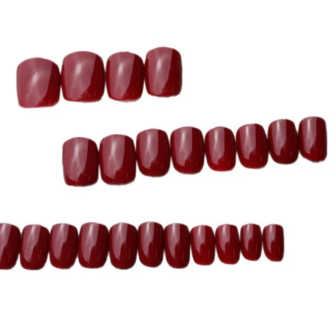 Press-On Nail Set Classic Red Glue-On Multiple Sizes