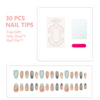 Press-On Nail Set Coastal Seashell Designs Long-Lasting Wear