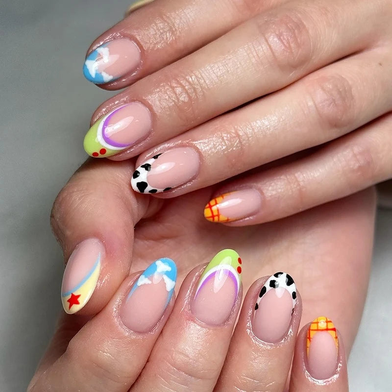 Press-On Nail Set Colorful Designs & Easy Application
