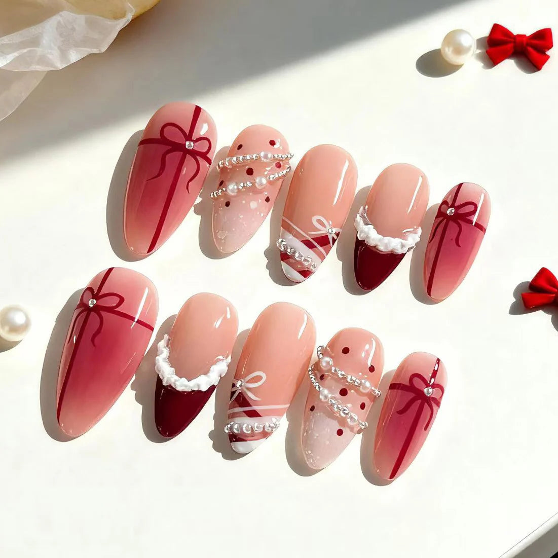 Press-On Nail Set Decorative Designs Glue & File Included