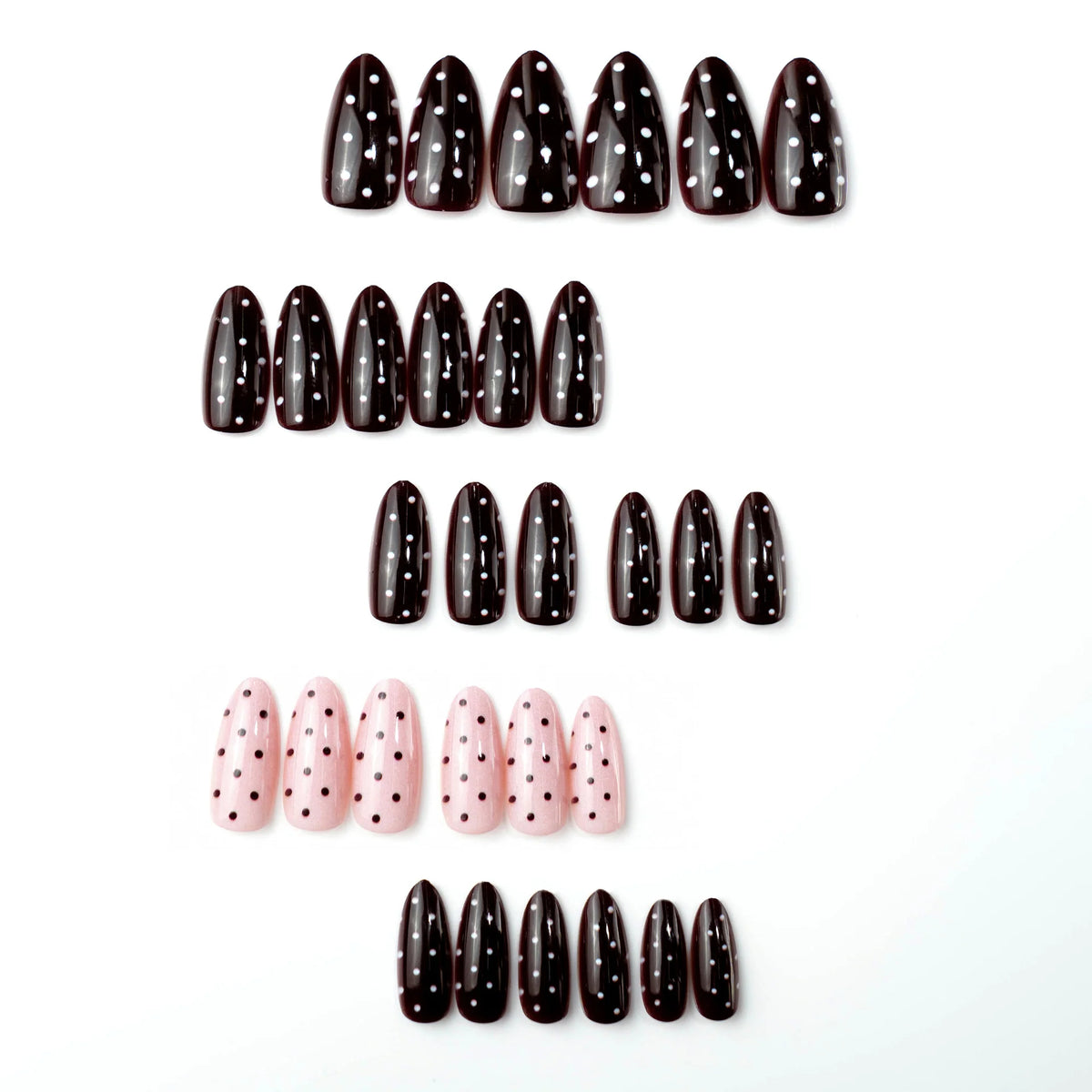 Press-On Nail Set Dotted & Solid Patterns No Glue