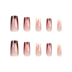 Press-On Nail Set Elegant Gradient Break-Resistant Easy Application